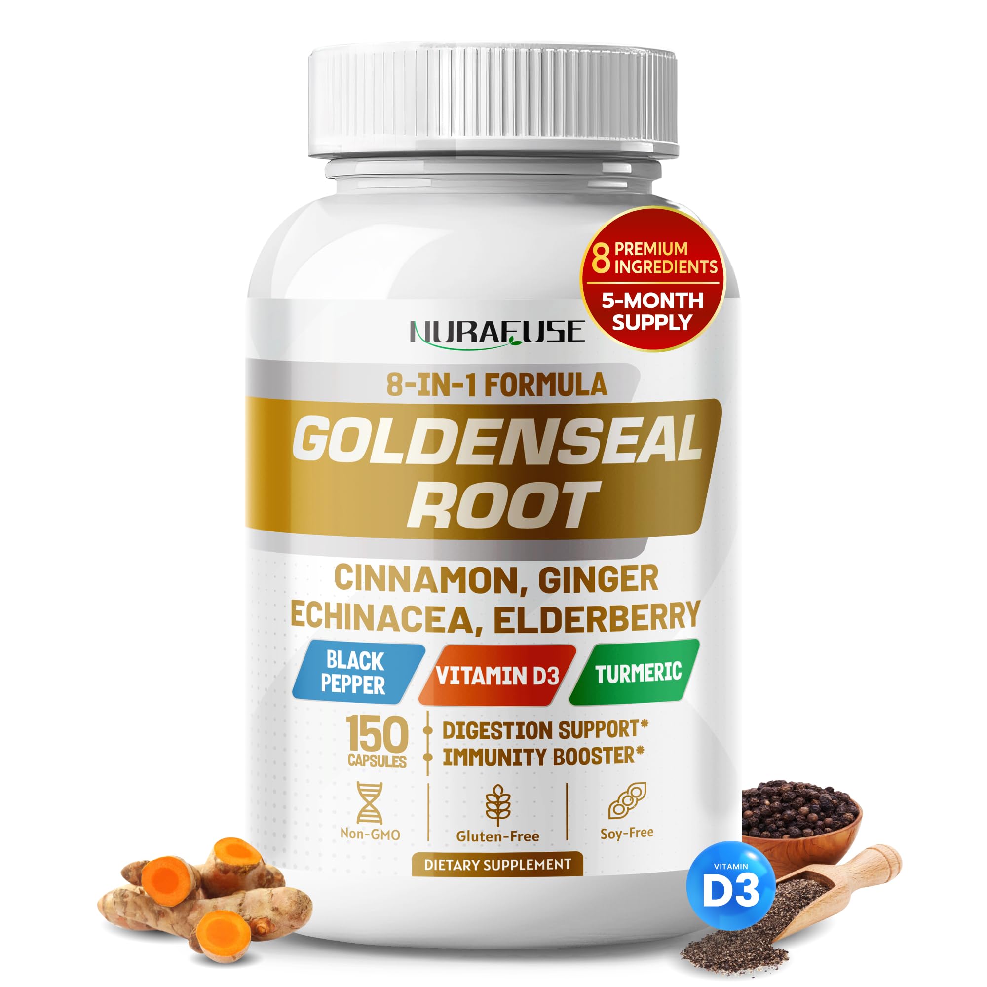 NURAFUSE Goldenseal Root with Cinnamon & Vitamin D3
