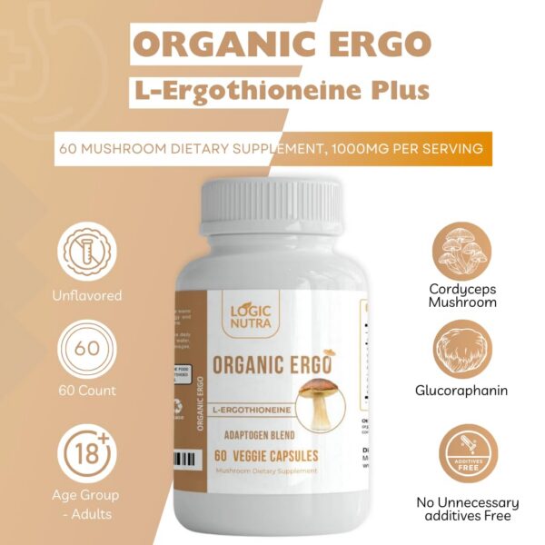 Version 1.0.0 Botella suplemento L-Ergothioneine Plus orgánico