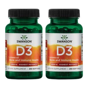 Botella Swanson Vitamina D3 250 cápsulas blandas paquete doble