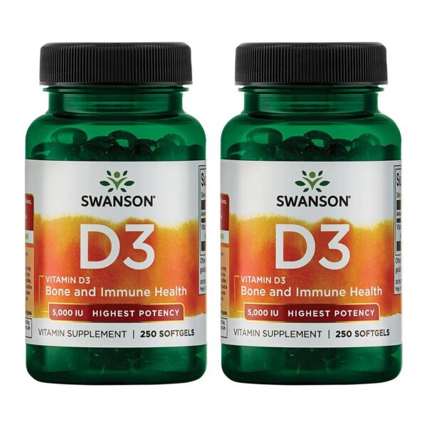 Botella Swanson Vitamina D3 250 cápsulas blandas paquete doble