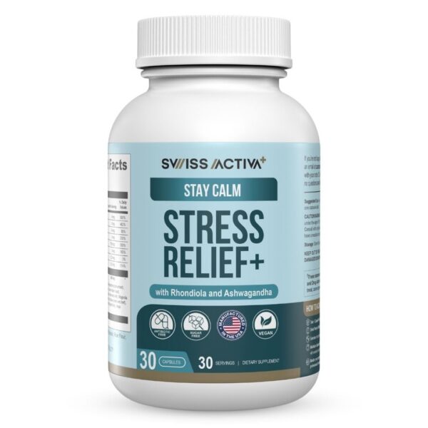 Botella Swiss Activa+ suplemento alivio estrés mujer