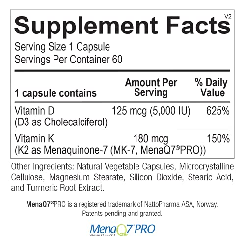 Botella de Synergy D3 K2 PRO con 60 cápsulas para soporte inmunológico