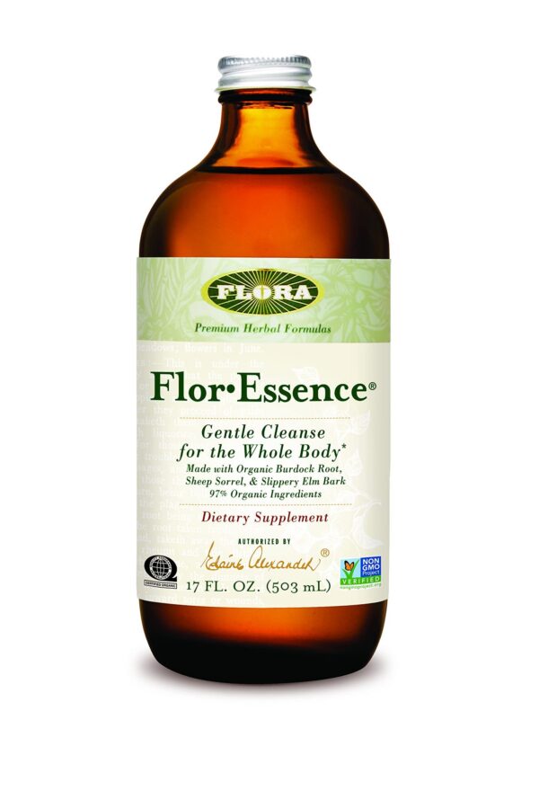 Version 1.0.0 Botella de té líquido Flora Health Flor-Essence con 8 hierbas ancestrales