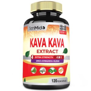 Botella Tenmido cápsulas extracto kava kava y hierbas relajantes