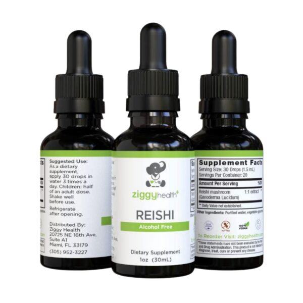 Botella tinctura líquida extracto de hongo reishi Ziggy Health