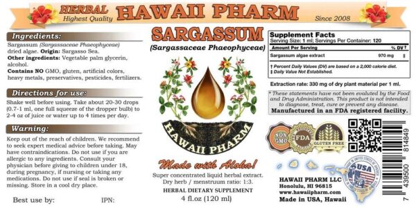 Botella de 2x32 onzas de tintura de sargazo para suplemento herbal