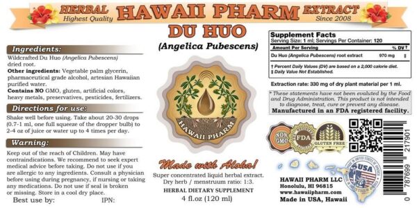 Version 1.0.0 Botella tintura Du Huo suplemento herbal natural concentrado