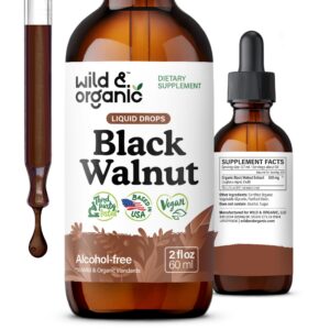 Botella tintura nogal negro orgánico 2 fl oz Wild & Organic