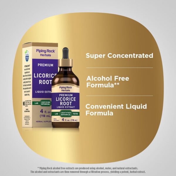 Botella de tintura de regaliz sin gluten Piping Rock