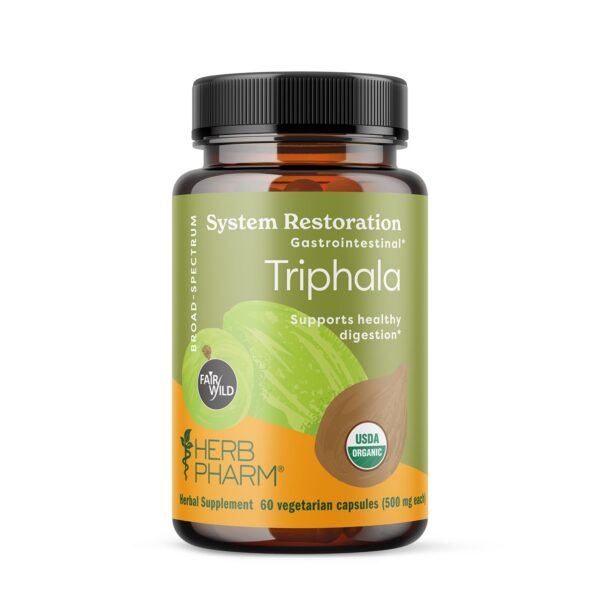 Botella triphala Herb Pharm orgánico para soporte digestivo y detox