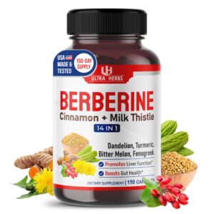 Botella Ultra Herbs Berberina 150 cápsulas suplemento natural