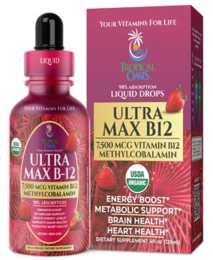 Botella Ultra Max B12 líquida sabor fresa 4oz USDA orgánico