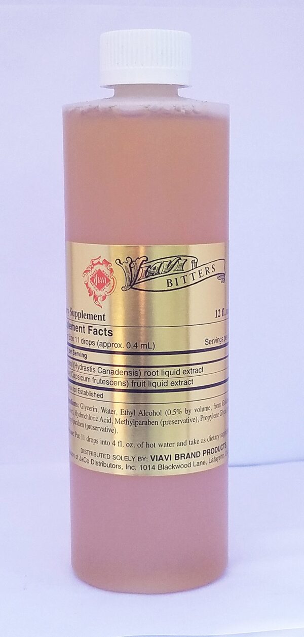 Version 1.0.0 Botella Viavi Bitters suplemento digestivo líquido 16oz