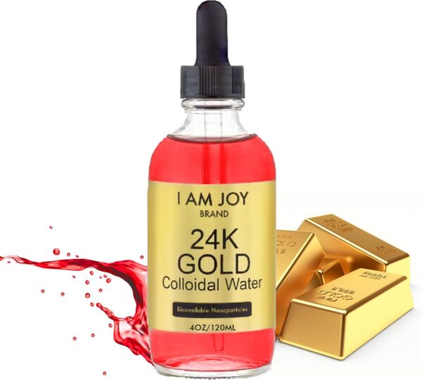 Botella de vidrio con oro coloidal líquido I Am Joy rojo ruby