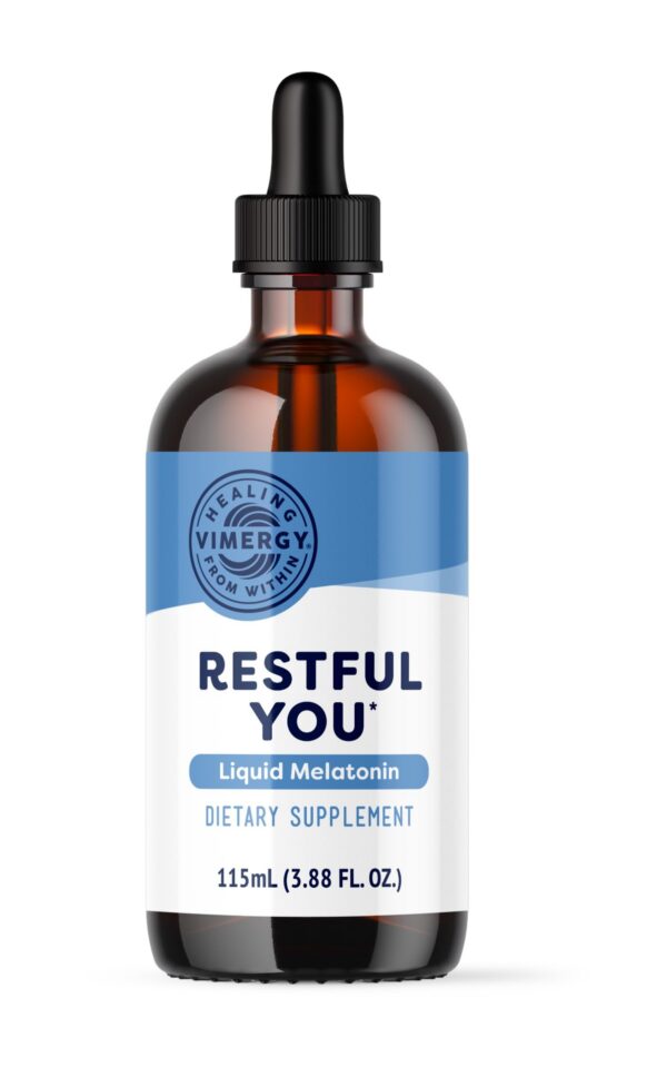 Botella de Vimergy Melatonina líquida 5 mg para dormir