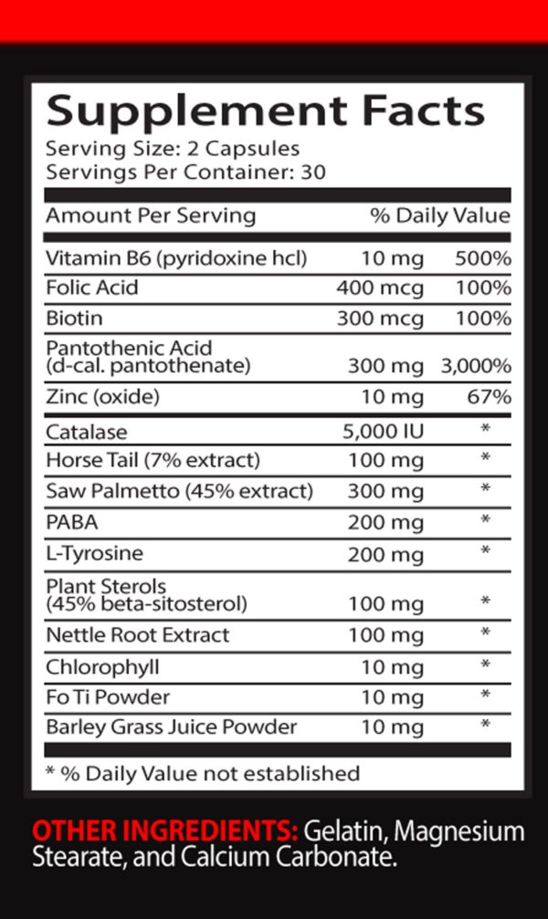 Botella de VIP VITAMINS ácido fólico para restaurar color de cabello