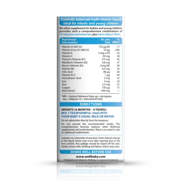 Botella Vitabiotics Wellbaby multivitaminas líquido 150ml