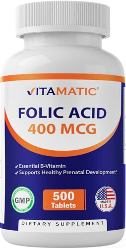Botella Vitamatic ácido fólico 400 mcg 500 tabletas vegetarianas