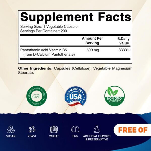 Botella Vitamatic ácido pantoténico 500 mg, suplementos