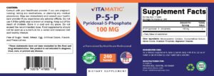 Botella de Vitamatic P5P 100mg con comprimidos