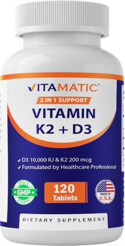 Botella Vitamatic vitamina d3 10000 ui k2 mk7 120 tabletas frontal