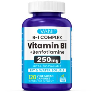 Botella vitamina B1 250mg benfotiamina VANI 120 cápsulas