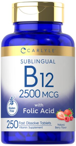 Botella Vitamina B12 Sublingual Carlyle 250 tabletas