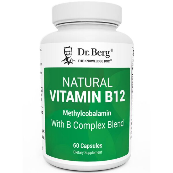 Botella Vitamina B12 natural Dr. Berg 1000 mcg 60 cápsulas vegetales
