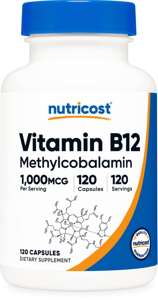 Botella vitamina B12 Nutricost 1000 mcg 120 cápsulas