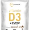Botella de vitamina d3 2000 ui con aceite de coco 500 softgels