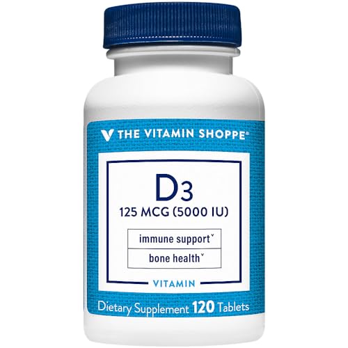 Botella de vitamina d3 5000 iu the vitamin shoppe 120 cápsulas