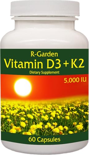 Botella de Vitamina D3 y K2 de R-Garden 60 cápsulas