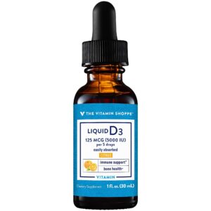 Botella de vitamina líquida d3 5000 iu sabor cítrico the vitamin shoppe