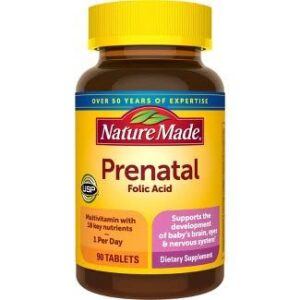 Botella vitamina prenatal Nature Made 90 tabletas frontal