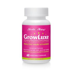 Botella de vitaminas Growluxe para cabello piel y uñas