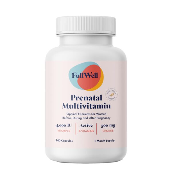 Botella vitaminas prenatales FullWell sabor limón 240 tabletas