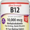 Botella Webber Naturals vitamina B12 10,000 mcg 40 tabletas
