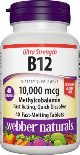 Botella Webber Naturals vitamina B12 10,000 mcg 40 tabletas
