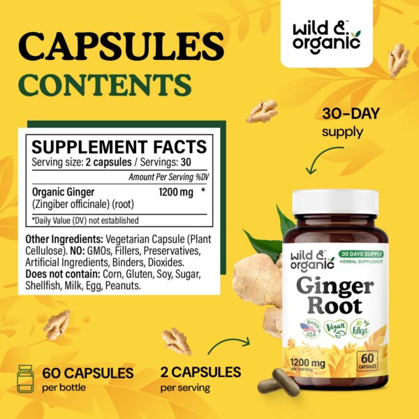 Version 1.0.0 Botella de Wild & Organic cápsulas de jengibre