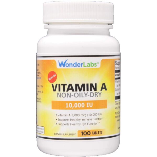 Botella Wonder Laboratories vitamina A 10,000 UI 100 tabletas