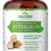 Botella Zazzee astrágalo extracto 20 a 1 180 cápsulas veganas