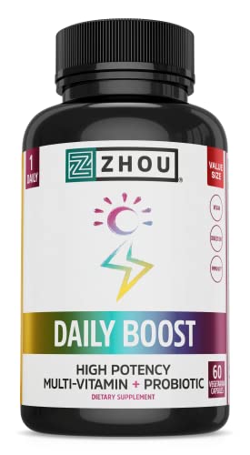 Botella Zhou Daily Boost multivitamínico vegano 60 cápsulas
