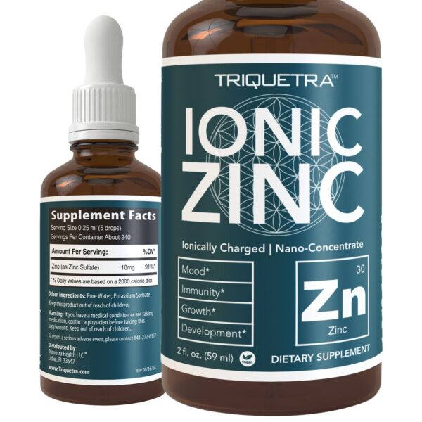 Botella de zinc líquido iónico Triquetra Health 2 oz