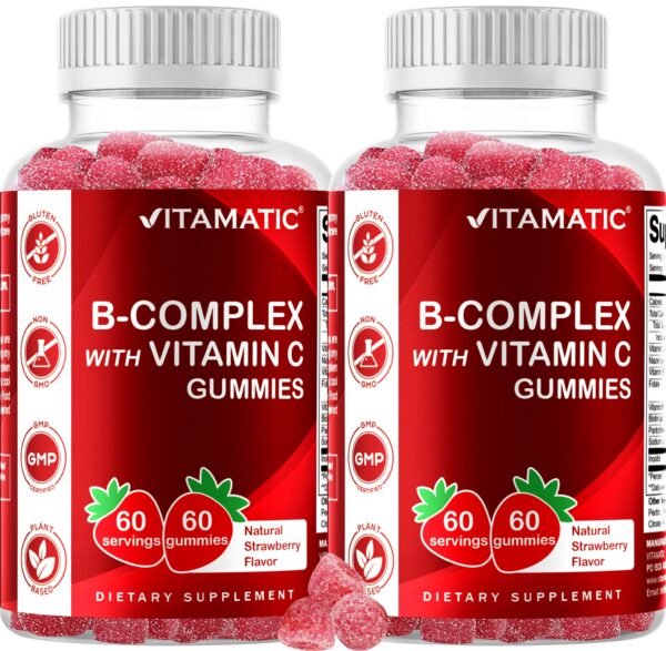 Botellas de gomitas Vitamatic Vitamin B Complex sabor fresa