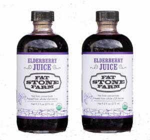 Botellas de jugo orgánico de saúco Fat Stone Farm paquete de 2