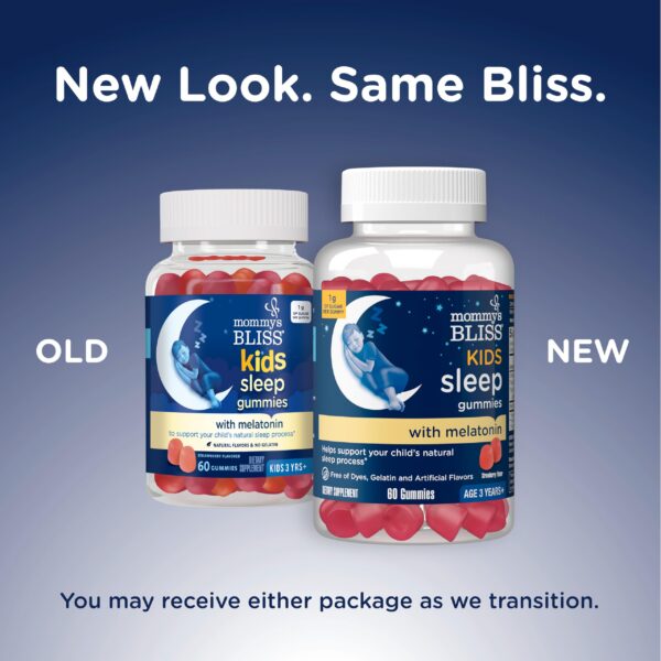 Etiqueta frontal gomitas para dormir niños mommy's bliss