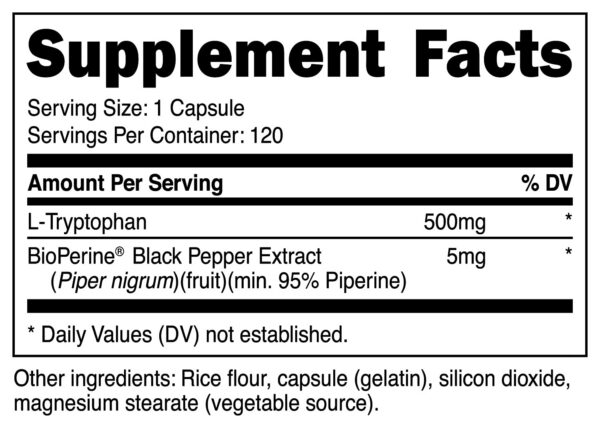 Botellas de Nutricost L-Triptófano 500mg 120 cápsulas