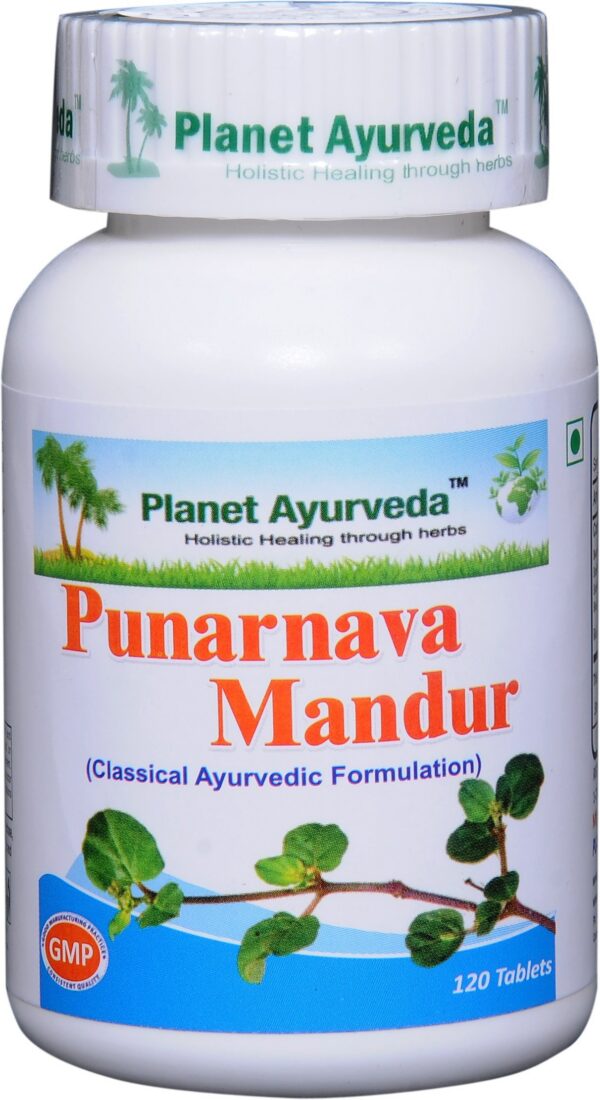 Version 1.0.0 Botellas Planet Ayurveda Punarnava Mandur 120 tabletas cada una