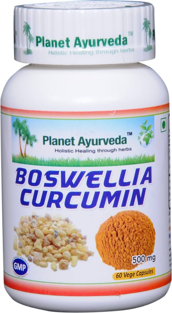 Botellas Planet Ayurveda suplemento Boswellia y Curcumina