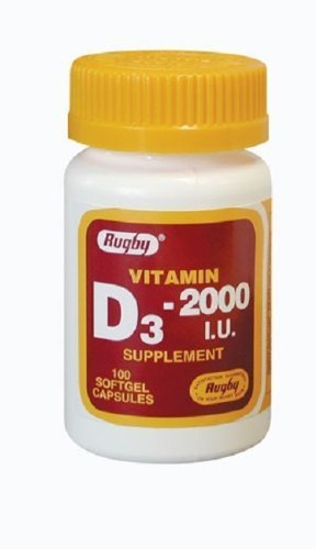 Botellas Rugby vitamina D3 2000 UI softgels paquete de 4